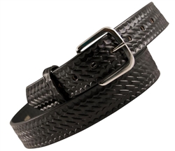 Boston Leather - Black Leather Belt Basket weave