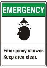 EMERGENCY SHOWER... Emergency Sign 10x14