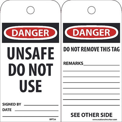 Unsafe Do Not Use Danger Tag