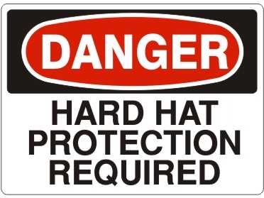 HARD HAT PROTECTION... Danger Sign 10x14