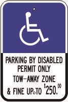 PARKING BY DISABLED PERMIT... Notice Sign 12x18