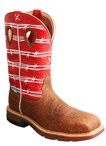 Twisted X - Western Pull On, Distressed Saddle / Ruby, Waterproof, Carbon Toe, MXBNW01