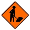 Traffic Signs - 48" Mesh Roll-Up w/ribs "Men Working" Symbol Sign SM4848MSOC