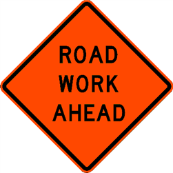 Bone Safety Signs - 48" Mesh Roll-Up "Road Work Ahead" Sign with Ribs