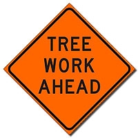 Bone Safety Signs - 48" Mesh Roll-Up "Tree Work Ahead" Sign with Ribs