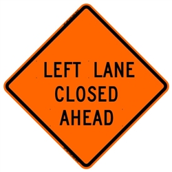 Traffic Signs - 48" Mesh Roll-Up "Left Lane Closed Ahead" Sign with Ribs SM4848W9-3LOC