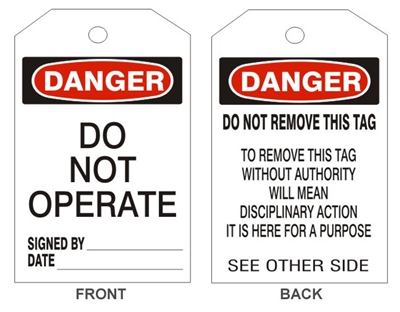 DO NOT OPERATE Danger Tag 6x3 25 Pack