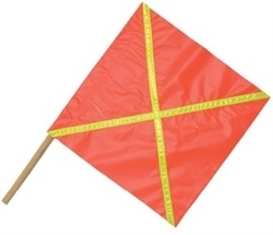 Red Warning Flag 24x24 with Reflective X - 36" Dowel
