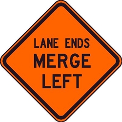 Traffic Signs - 48" Mesh Roll-Up w/Ribs "Lane Ends Merge Left" Sign with Ribs W9-2L-48X48
